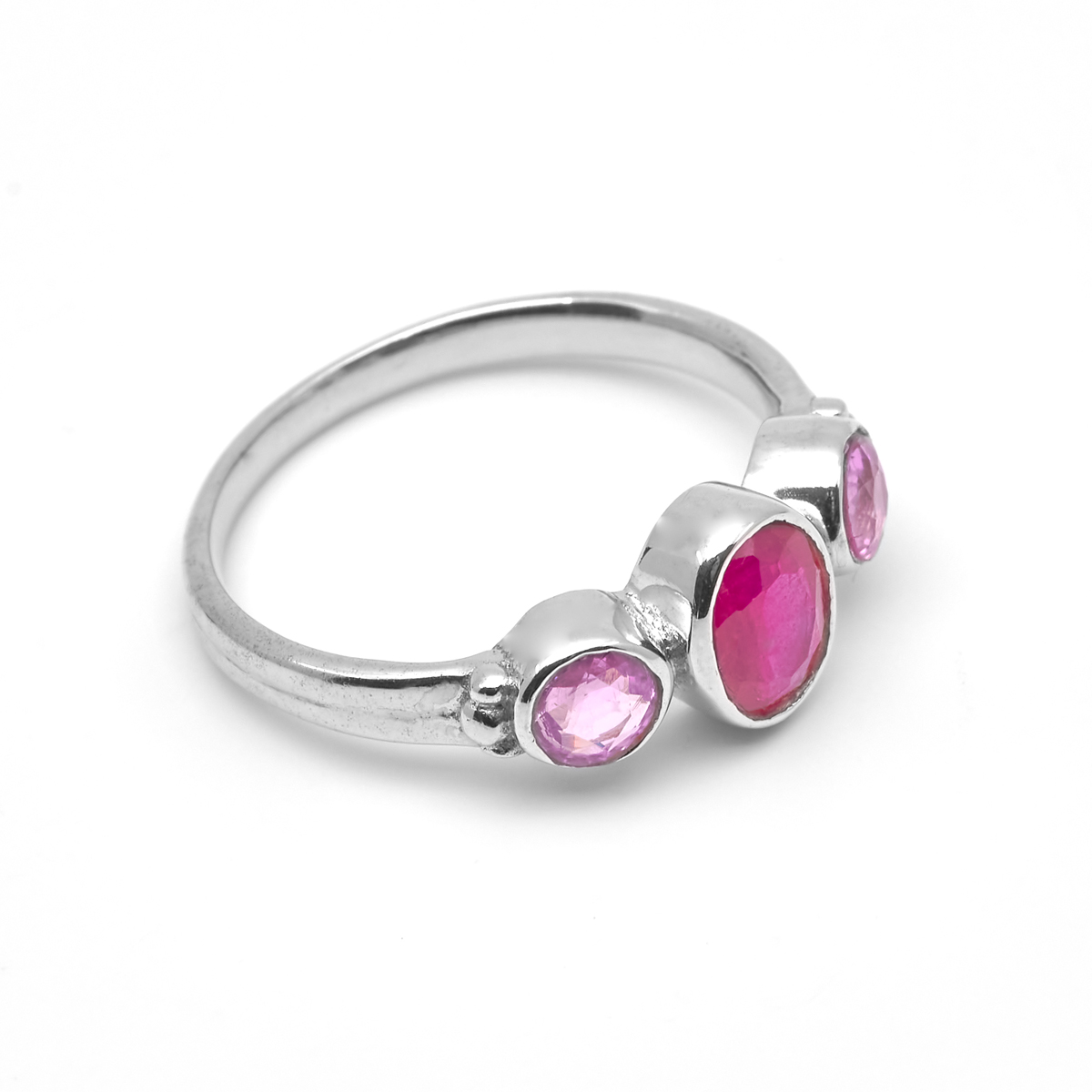 Bague rubis, tourmaline argent Dalila